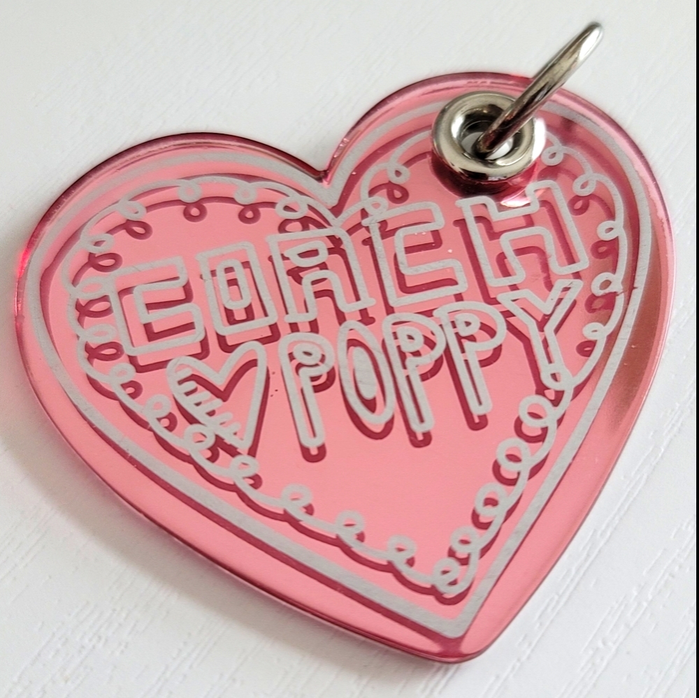 Coach keychain poppy heart acrylic